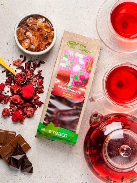 Изображение товара Чайный напиток Teaco Гранат с малиной и гибискусом (100г)