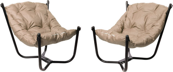 Изображение товара Комплект кресел садовых M-Group Чил / 29360401 (2шт, черный/бежевая подушка)