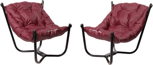 Изображение товара Комплект кресел садовых M-Group Чил / 29360402 (2шт, черный/бордовая подушка)