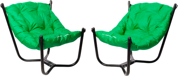 Изображение товара Комплект кресел садовых M-Group Чил / 29360404 (2шт, черный/зеленая подушка)