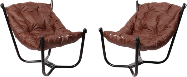 Изображение товара Комплект кресел садовых M-Group Чил / 29360405 (2шт, черный/коричневая подушка)