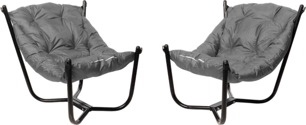 Изображение товара Комплект кресел садовых M-Group Чил / 29360409 (2шт, черный/серая подушка)