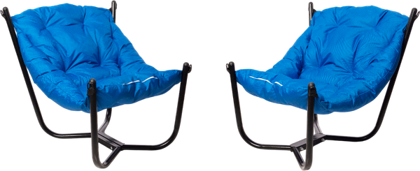 Изображение товара Комплект кресел садовых M-Group Чил / 29360410 (2шт, черный/синяя подушка)