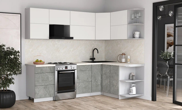 Изображение товара Кухонный гарнитур Интерлиния Мила Матте 1.5x2.5 Б (белый/керамика/опал светлый)