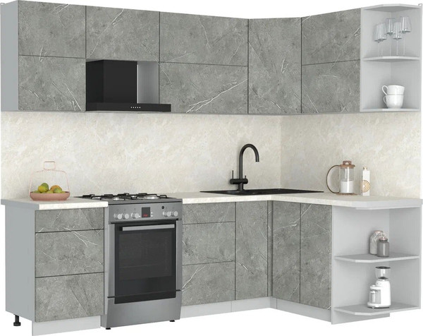 Изображение товара Кухонный гарнитур Интерлиния Мила Матте 1.5x2.5 Б (керамика/керамика/опал светлый)