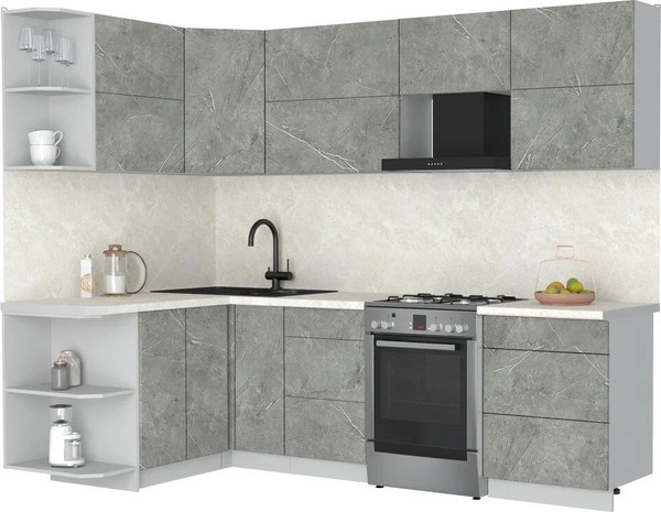 Изображение товара Кухонный гарнитур Интерлиния Мила Матте 1.5x2.6 Б (керамика/керамика/опал светлый)