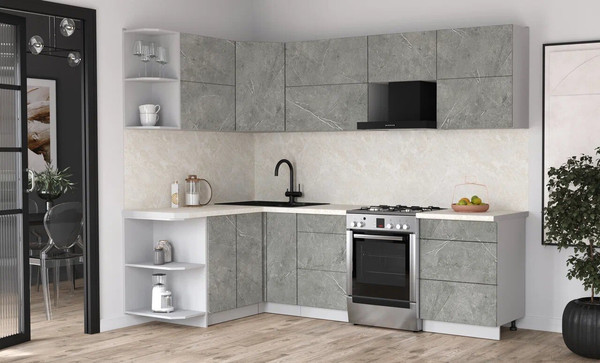 Изображение товара Кухонный гарнитур Интерлиния Мила Матте 1.5x2.6 Б (керамика/керамика/опал светлый)