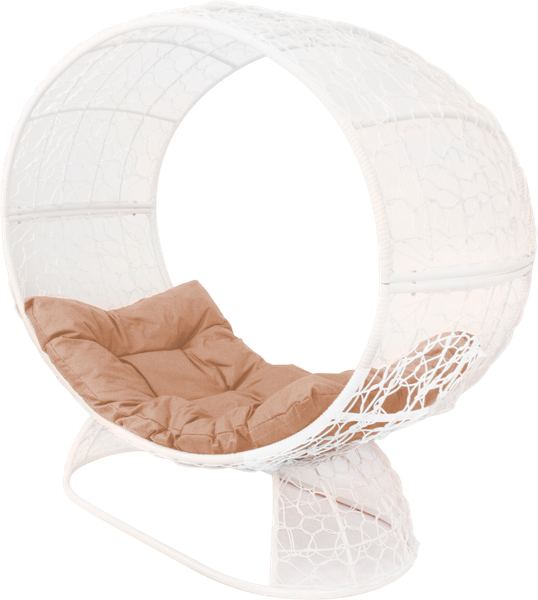 Изображение товара Кресло садовое M-Group Венера на подставке / 11770101 (белый/бежевая подушка)