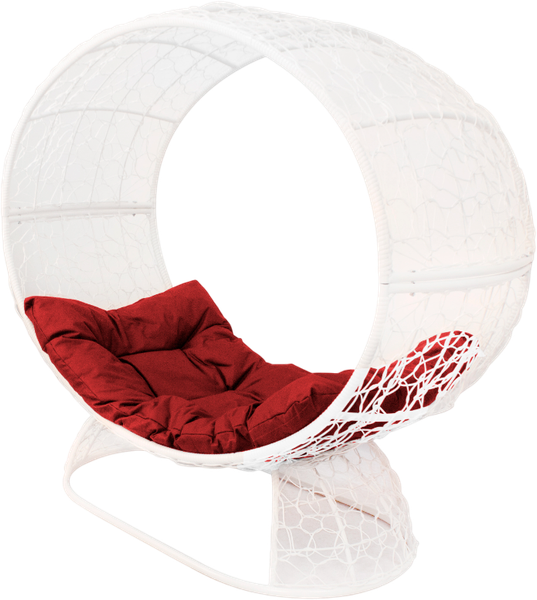 Изображение товара Кресло садовое M-Group Венера на подставке / 11770102 (белый/бордовая подушка)
