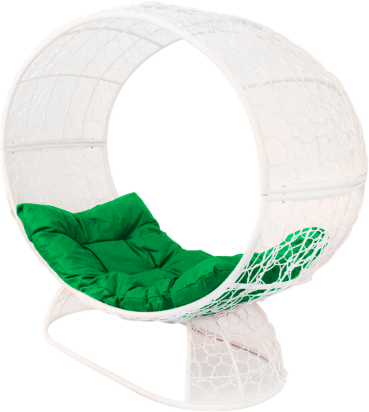 Изображение товара Кресло садовое M-Group Венера на подставке / 11770104 (белый/зеленая подушка)