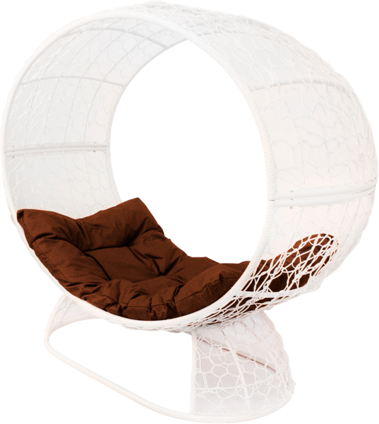 Изображение товара Кресло садовое M-Group Венера на подставке / 11770105 (белый/коричневая подушка)