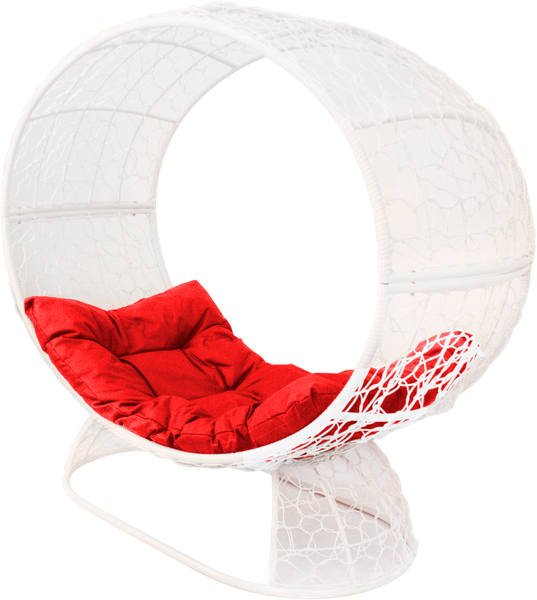 Изображение товара Кресло садовое M-Group Венера на подставке / 11770106 (белый/красная подушка)