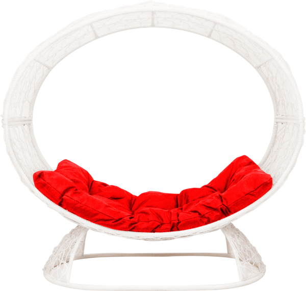 Изображение товара Кресло садовое M-Group Венера на подставке / 11770106 (белый/красная подушка)