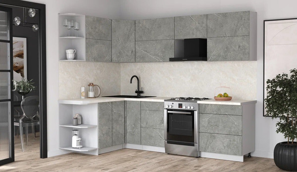 Изображение товара Кухонный гарнитур Интерлиния Мила Матте 1.5x2.7 Б (керамика/керамика/опал светлый)