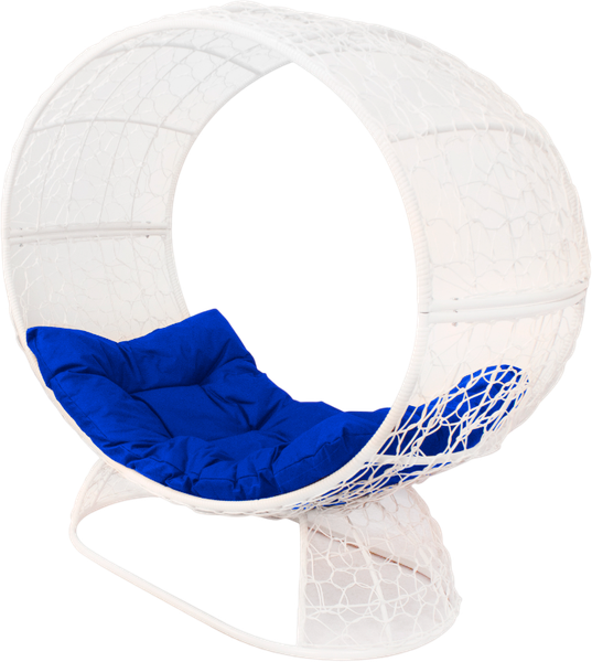 Изображение товара Кресло садовое M-Group Венера на подставке / 11770110 (белый/синяя подушка)