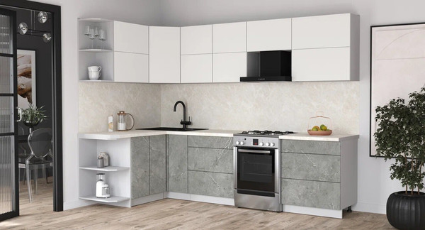 Изображение товара Кухонный гарнитур Интерлиния Мила Матте 1.5x2.9 Б (белый/керамика/опал светлый)