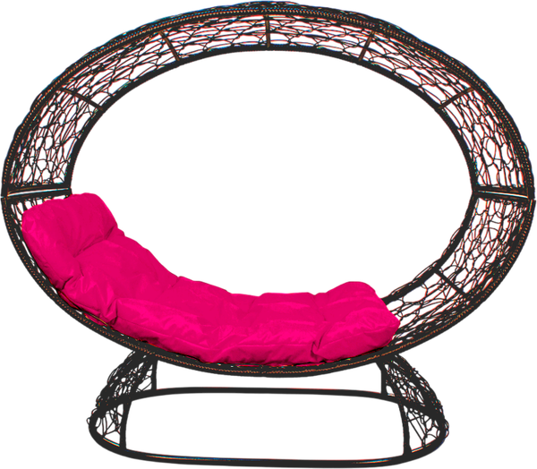 Изображение товара Кресло садовое M-Group Венера на подставке / 11770208 (коричневый/розовая подушка)