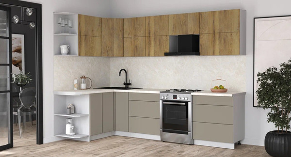 Изображение товара Кухонный гарнитур Интерлиния Мила Матте 1.5x2.9 Б (дуб вотан/луна/опал светлый)