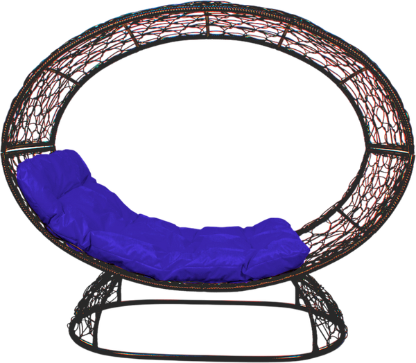 Изображение товара Кресло садовое M-Group Венера на подставке / 11770210 (коричневый/синяя подушка)