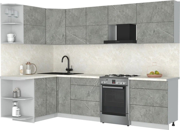 Изображение товара Кухонный гарнитур Интерлиния Мила Матте 1.5x2.9 Б (керамика/керамика/опал светлый)