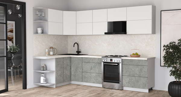 Изображение товара Кухонный гарнитур Интерлиния Мила Матте 1.5x3.0 Б (белый/керамика/опал светлый)