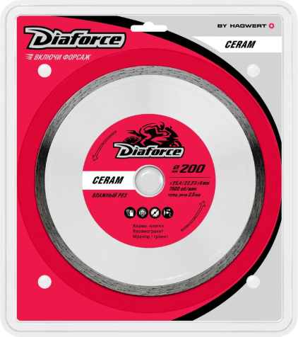 Изображение товара Отрезной диск алмазный Diaforce Ceram 200х25.4/22.23х6х2.5мм / 503200