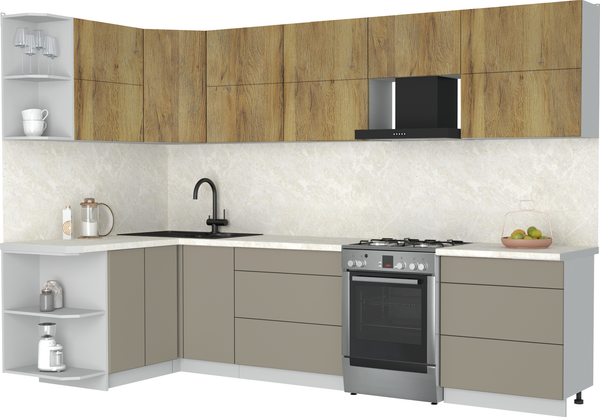 Изображение товара Кухонный гарнитур Интерлиния Мила Матте 1.5x3.1 Б (дуб вотан/луна/опал светлый)