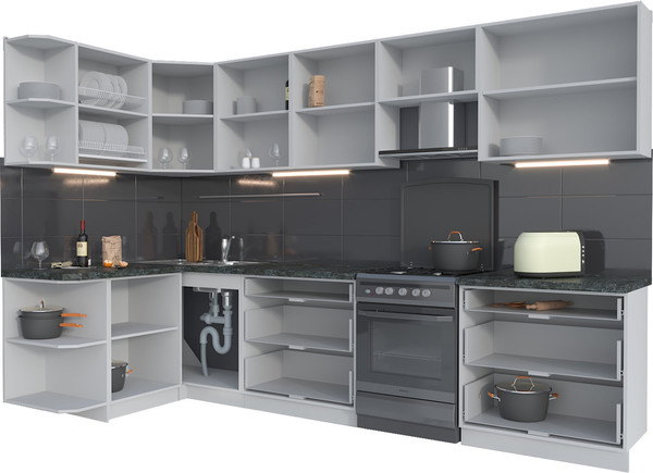 Изображение товара Кухонный гарнитур Интерлиния Мила Матте 1.5x3.2 Б (дуб вотан/луна/опал светлый)