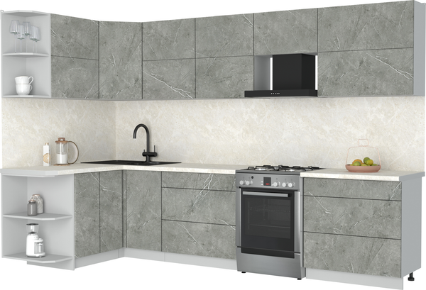 Изображение товара Кухонный гарнитур Интерлиния Мила Матте 1.5x3.2 Б (керамика/керамика/опал светлый)