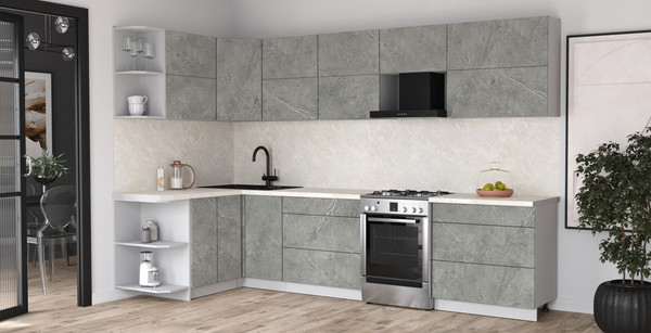 Изображение товара Кухонный гарнитур Интерлиния Мила Матте 1.5x3.2 Б (керамика/керамика/опал светлый)