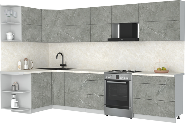 Изображение товара Кухонный гарнитур Интерлиния Мила Матте 1.5x3.3 Б (керамика/керамика/опал светлый)
