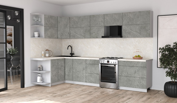 Изображение товара Кухонный гарнитур Интерлиния Мила Матте 1.5x3.3 Б (керамика/керамика/опал светлый)