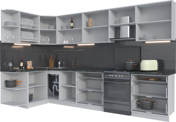 Изображение товара Кухонный гарнитур Интерлиния Мила Матте 1.5x3.4 Б (дуб вотан/луна/опал светлый)