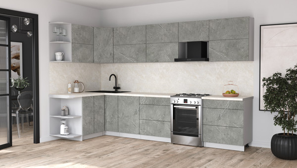 Изображение товара Кухонный гарнитур Интерлиния Мила Матте 1.5x3.4 Б (керамика/керамика/опал светлый)