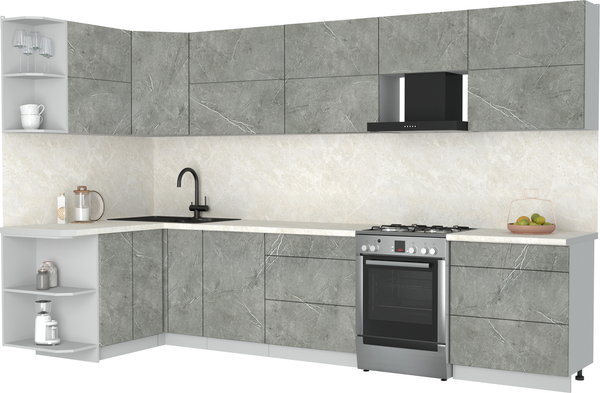 Изображение товара Кухонный гарнитур Интерлиния Мила Матте 1.5x3.4 Б (керамика/керамика/опал светлый)