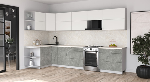 Изображение товара Кухонный гарнитур Интерлиния Мила Матте 1.5x3.5 Б (белый/керамика/опал светлый)