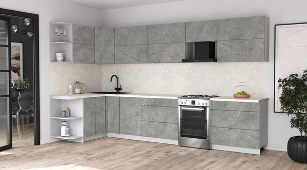 Изображение товара Кухонный гарнитур Интерлиния Мила Матте 1.5x3.6 Б (керамика/керамика/опал светлый)