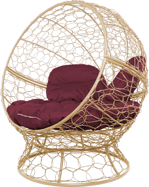 Изображение товара Кресло садовое M-Group Апельсин / 11520502 (бежевый ротанг/бордовая подушка)