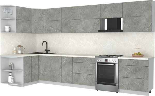 Изображение товара Кухонный гарнитур Интерлиния Мила Матте 1.5x3.7 Б (керамика/керамика/опал светлый)