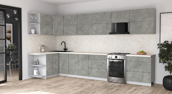 Изображение товара Кухонный гарнитур Интерлиния Мила Матте 1.5x3.8 Б (керамика/керамика/опал светлый)