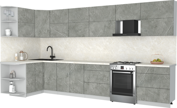 Изображение товара Кухонный гарнитур Интерлиния Мила Матте 1.5x3.8 Б (керамика/керамика/опал светлый)