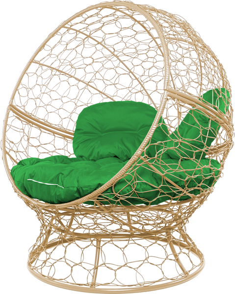 Изображение товара Кресло садовое M-Group Апельсин / 11520504 (бежевый ротанг/зеленая подушка)