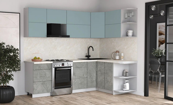 Изображение товара Кухонный гарнитур Интерлиния Мила Матте 1.5x2.5 Б (океан/керамика/опал светлый)