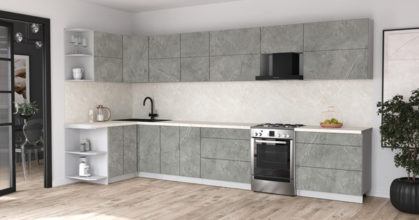 Изображение товара Кухонный гарнитур Интерлиния Мила Матте 1.5x3.9 Б (керамика/керамика/опал светлый)