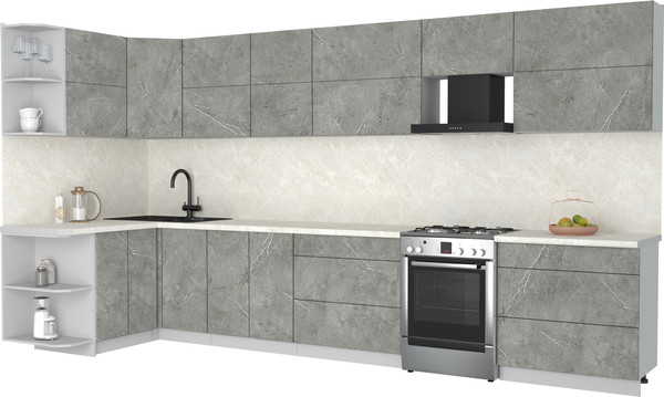 Изображение товара Кухонный гарнитур Интерлиния Мила Матте 1.5x3.9 Б (керамика/керамика/опал светлый)