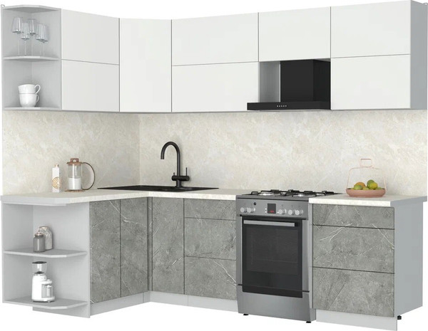 Изображение товара Кухонный гарнитур Интерлиния Мила Матте 1.5x2.6 Б (белый/керамика/опал светлый)