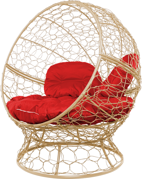 Изображение товара Кресло садовое M-Group Апельсин / 11520506 (бежевый ротанг/красная подушка)