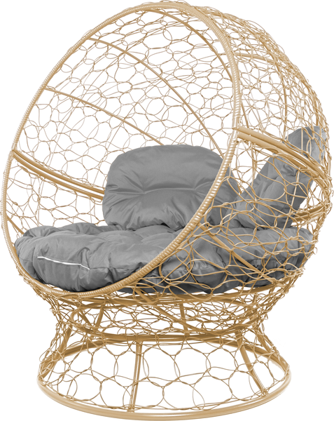 Изображение товара Кресло садовое M-Group Апельсин / 11520509 (бежевый ротанг/серая подушка)