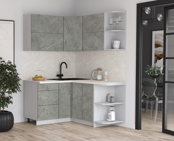 Изображение товара Кухонный гарнитур Интерлиния Мила Матте 1.5x1.4 А PR (керамика/керамика/опал светлый)