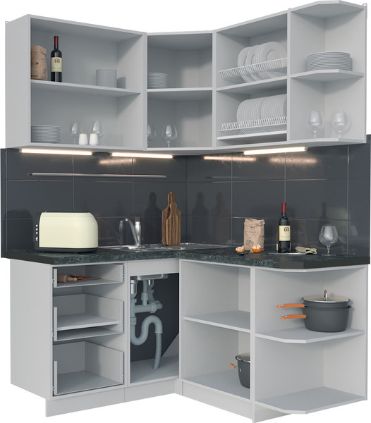 Изображение товара Кухонный гарнитур Интерлиния Мила Матте 1.5x1.4 А PR (керамика/керамика/опал светлый)